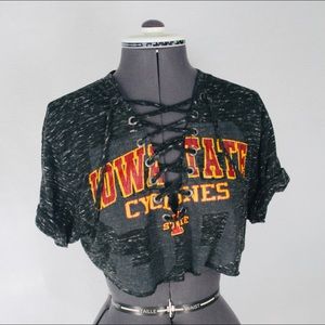 Iowa State Lace Up Crop top